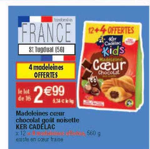 madeleines cœur chocolat goût noisette ker cadélac