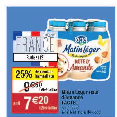 matin léger note d'amande lactel