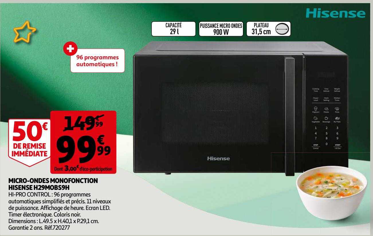micro-ondes monofonction hisense h29mobs9h