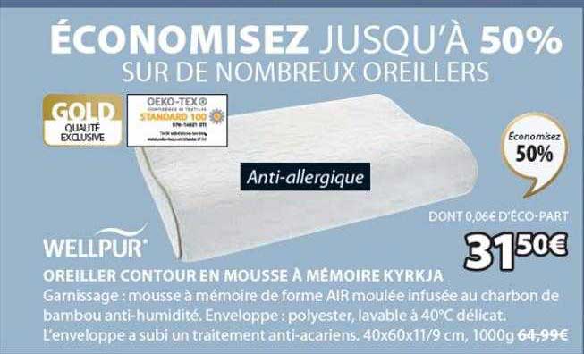 Oreiller Contour En Mousse à Mémoire Kyrkja Wellpur