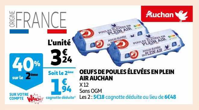 œufs de poules élevées en plein air auchan