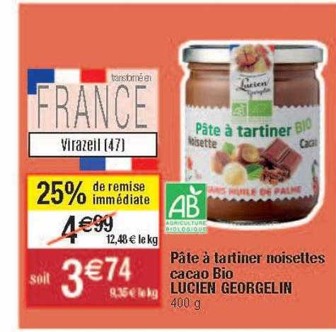 pâte à tartiner noisettes cacao bio lucien georgelin
