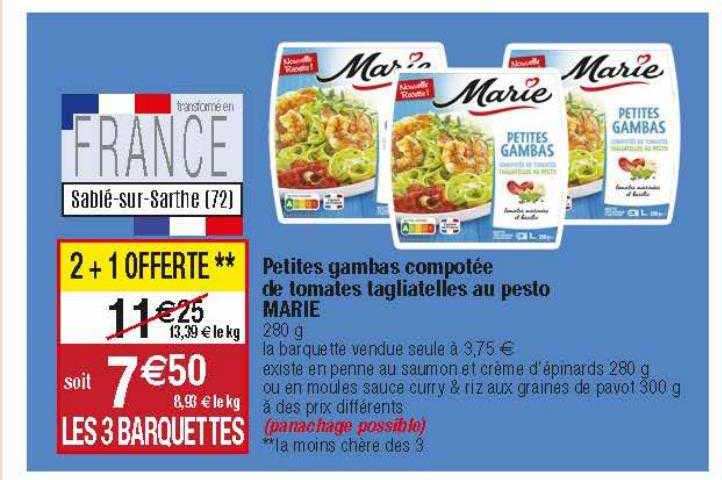 petites cambas compotée de tomates tagliatelles au pesto marie