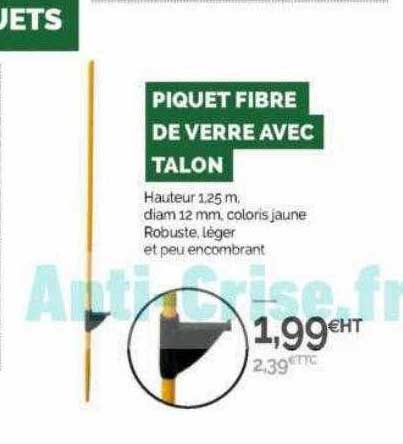 piquet fibre de verre avec talon