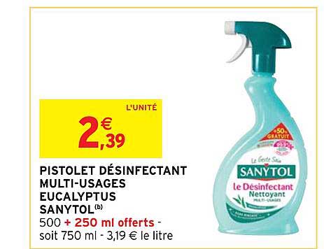 pistolet désinfectant multi-usages eucalyptus sanytol