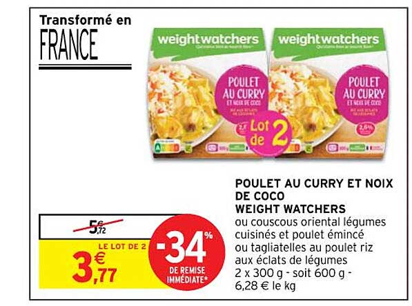 poulet au curry et noix de coco weight watchers