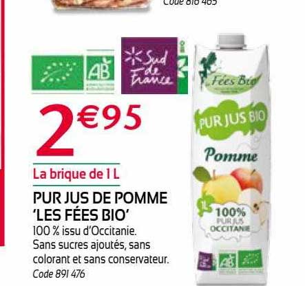 pur jus de pomme "les fées bio"