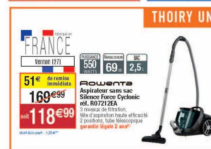rowenta aspirateur sans sac silence force cyclonic