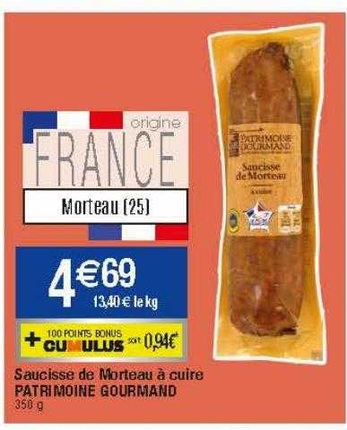 Saucisse De Morteau à Cuire Patrimoine Gourmand