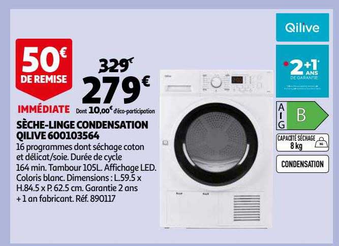 sèche-linge condensation qilive 600103564