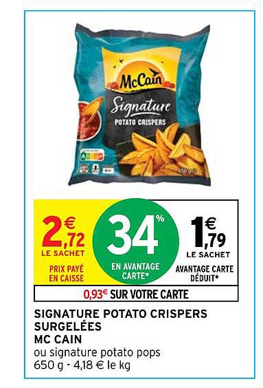 signature potato crispers surgelées mc cain