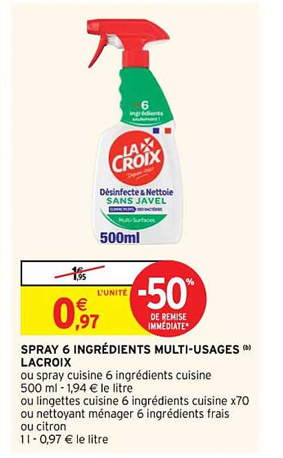 spray 6 ingrédients multi-usages lacroix