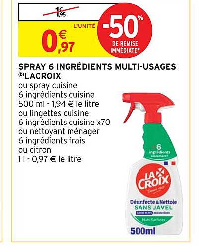 spray 6 ingrédients multi-usages lacroix