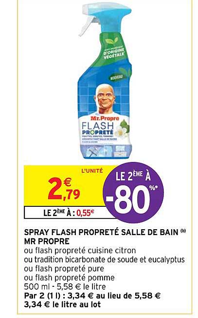 spray flash propreté salle de bain mr propre