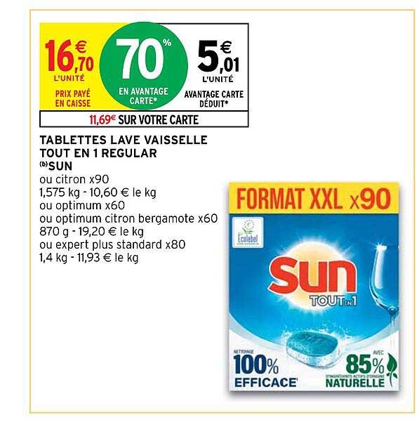 tablettes lave vaisselle tout en 1 regular sun