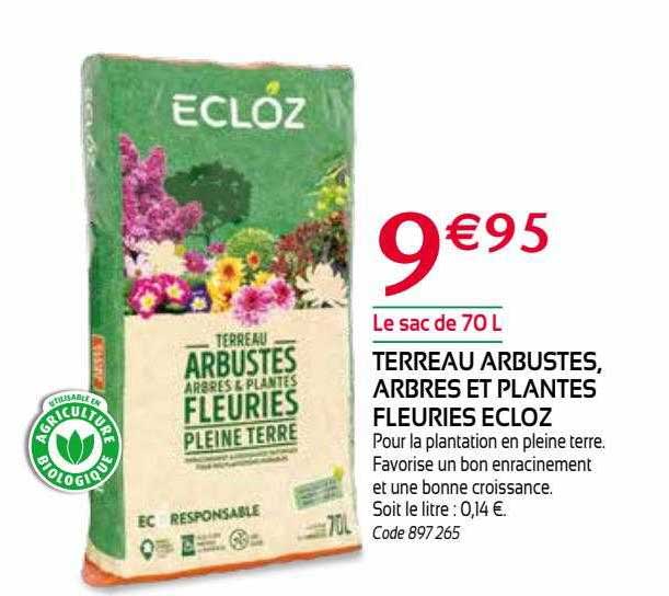 terreau arbustes, arbres et plantes fleuries ecloz