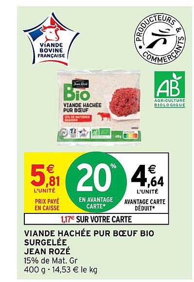 Viande Hachée Pur Bœuf Bio Surgelée Jean Rozé
