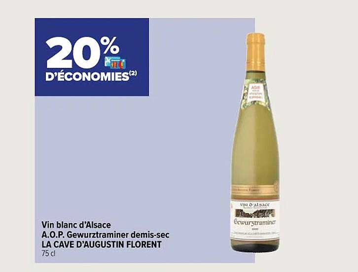 vin blanc d'alsace a.o.p. gewurztraminer demis-sec la cave d'augustin florent