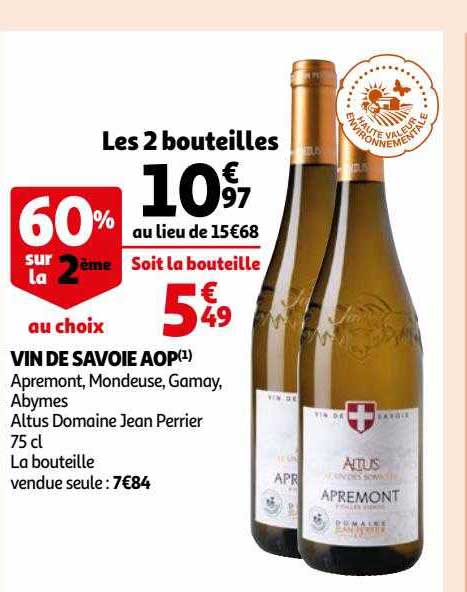 vin de savoie aop apremont, mondeuse, gamay, abymes altus domaine jean perrier