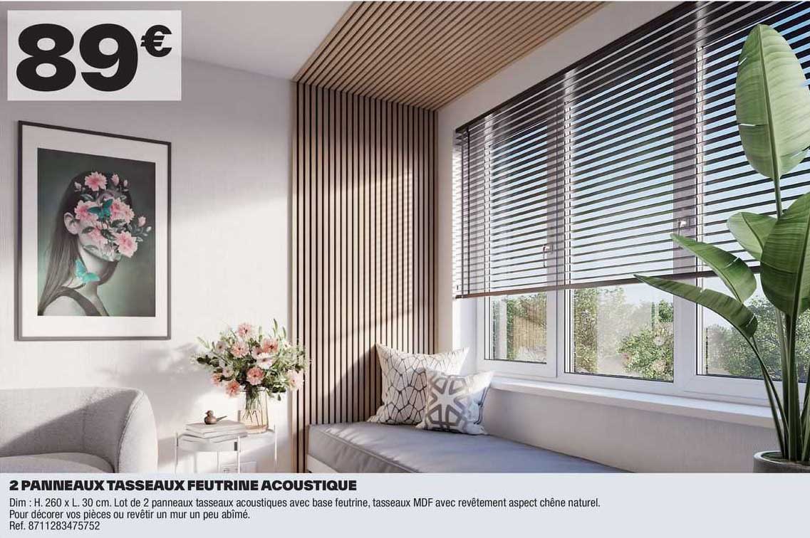 2 panneaux tasseaux feutrine acoustique