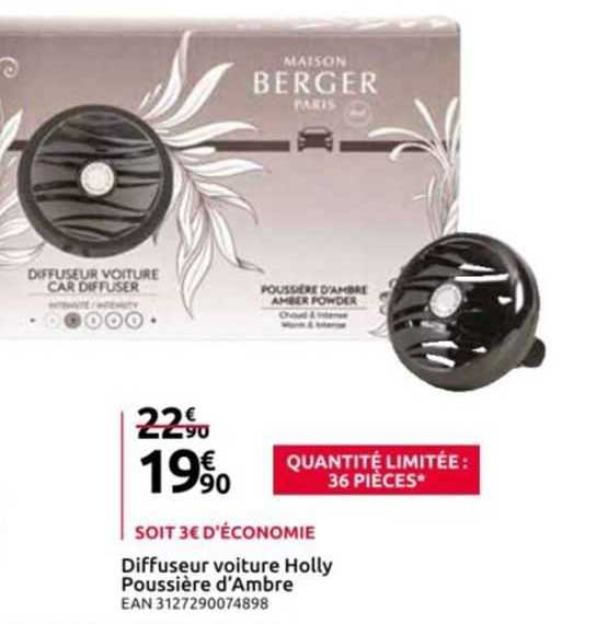 diffuseur voiture holly poussière d'ambre