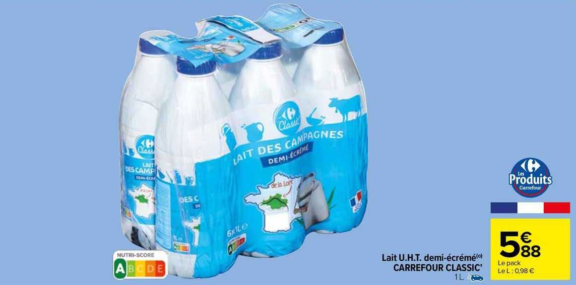 lait u.h.t. demi-écrémé carrefour classic'