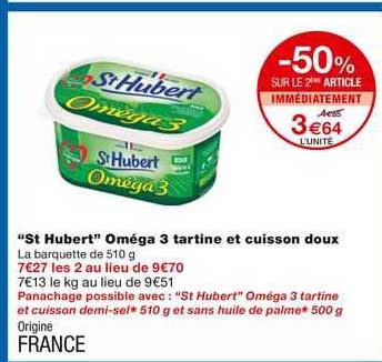 "st hubert" oméga 3 tartine et cuisson doux