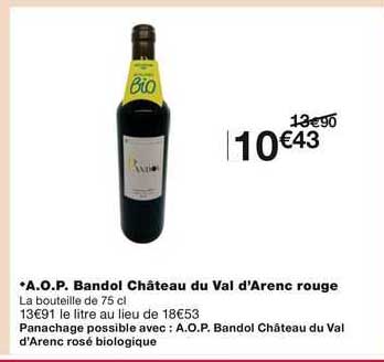 a.o.p. bandol château du val d'arenc rouge