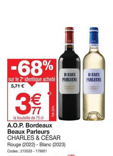 a.o.p. bordeaux beaux parleurs charles & césar