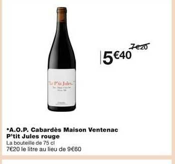 a.o.p. cabardès maison ventenac p'tit jules rouge