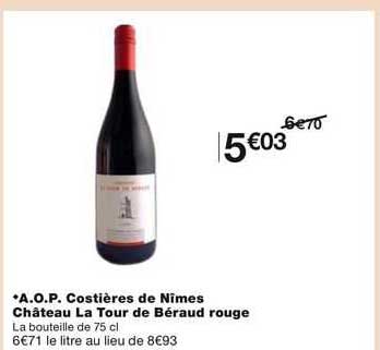 a.o.p. costière de nîmes château la tour de béraud rouge