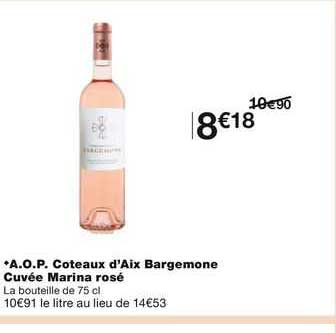 a.o.p. coteaux d'aix bargemone cuvée marina rosé