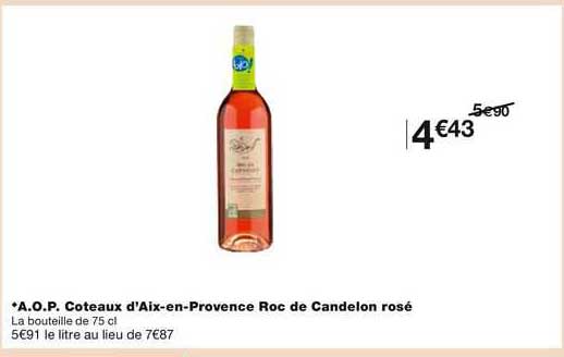 a.o.p. côteaux d'aix-en-provence roc de candelon rosé
