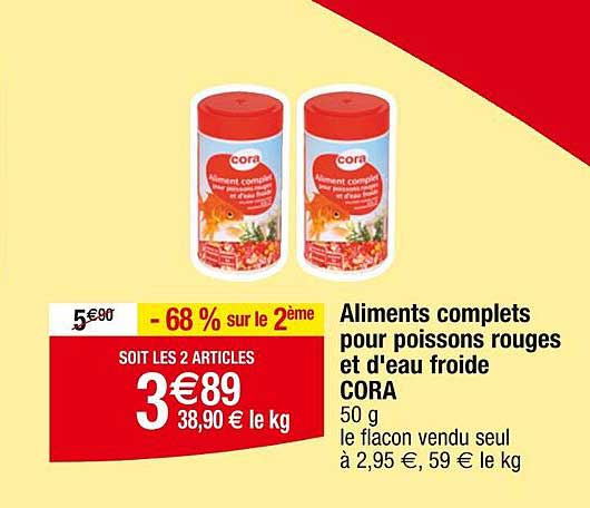 aliments complets pour poissons rouges et d'eau froide cora