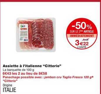 assiette à l'italienne "citeerio"
