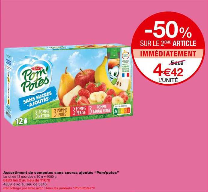 Assortiment De Compotes Sans Sucres Ajoutés "pom'potes"