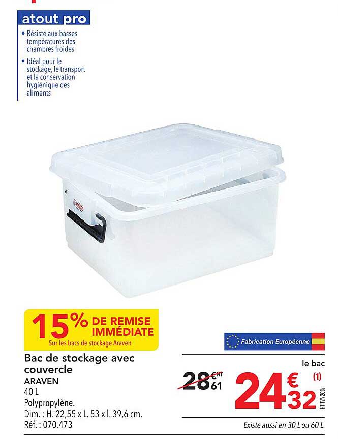 Bac De Stockage Avec Couvercle Araven