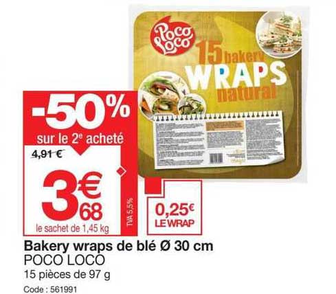 bakery wraps de blé ø 30 cm poco loco