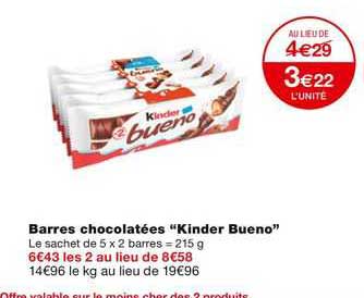 Barres Chocolatées "kinder Bueno"