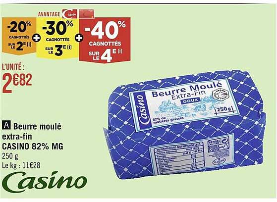 beurre moulé extra-fin casino 82% mg