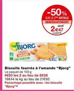 biscuits fourrés à l'amande "bjorg"