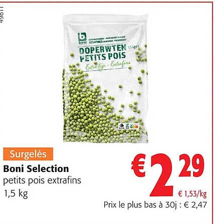 boni selection petits pois extrafins