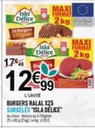 burger halal x25 surgelés "isla délice"