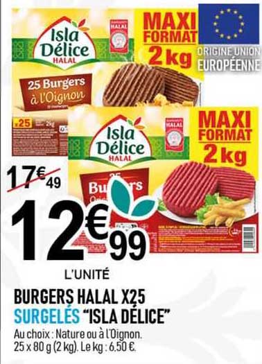 burger halal x25 surgelés "isla délice"