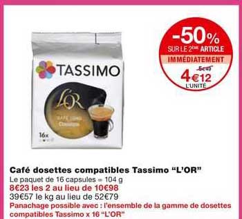 café dosettes compatibles tassimo "l'or"