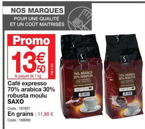 café expresso 70% arabica 30% robusta moulu saxo