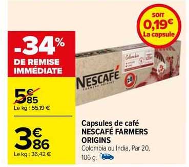 capsules de café nescafé farmers origins