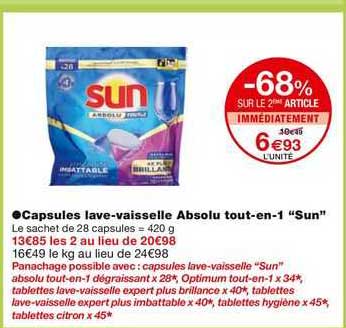capsules lave-vaisselle absolu tout-en-1 "sun"
