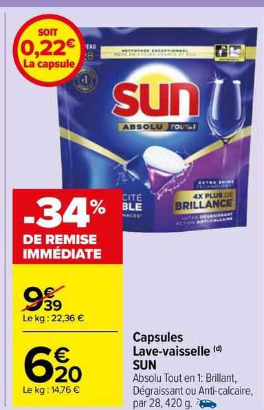 capsules lave-vaisselle sun