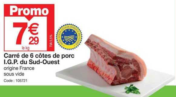 carré de 6 côtes de porc i.g.p. du sud-ouest
